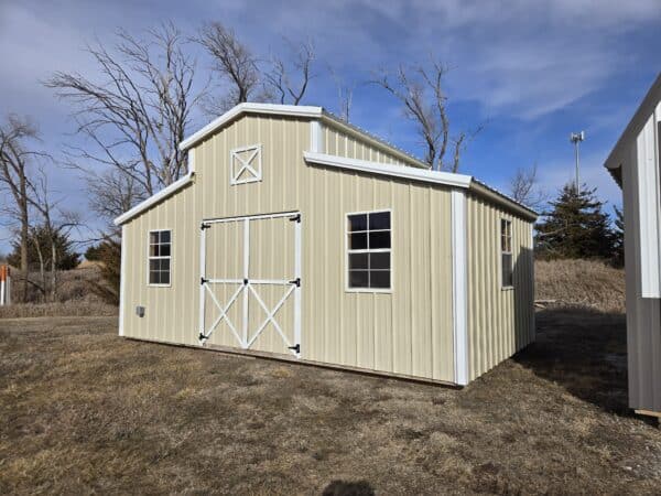 12x20 cream and white country barn shed