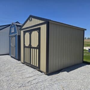 10x12 Lofted Utility Shed tan black