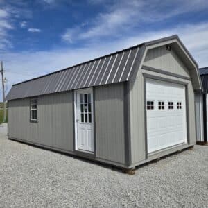 14x28 Portable Lofted Garage Gray