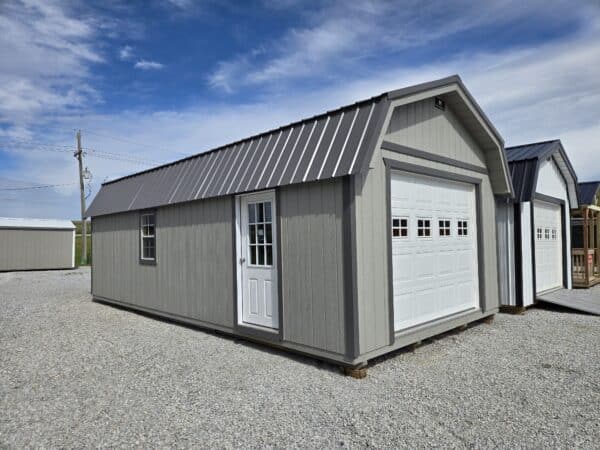 14x28 Portable Lofted Garage Gray
