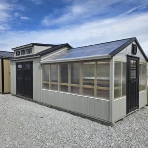 10x24 Greenhouse Shed Combo gray and black