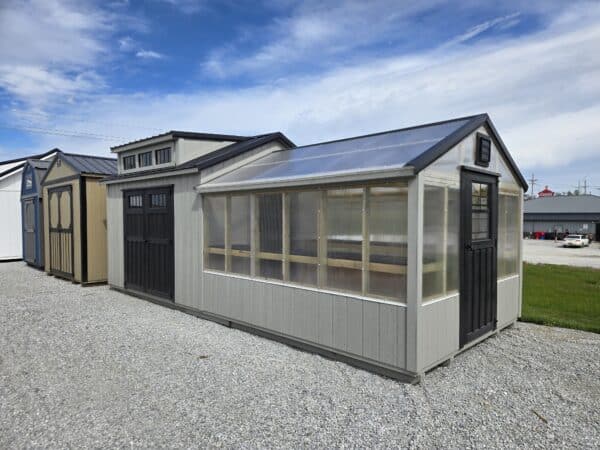 10x24 Greenhouse Shed Combo gray and black