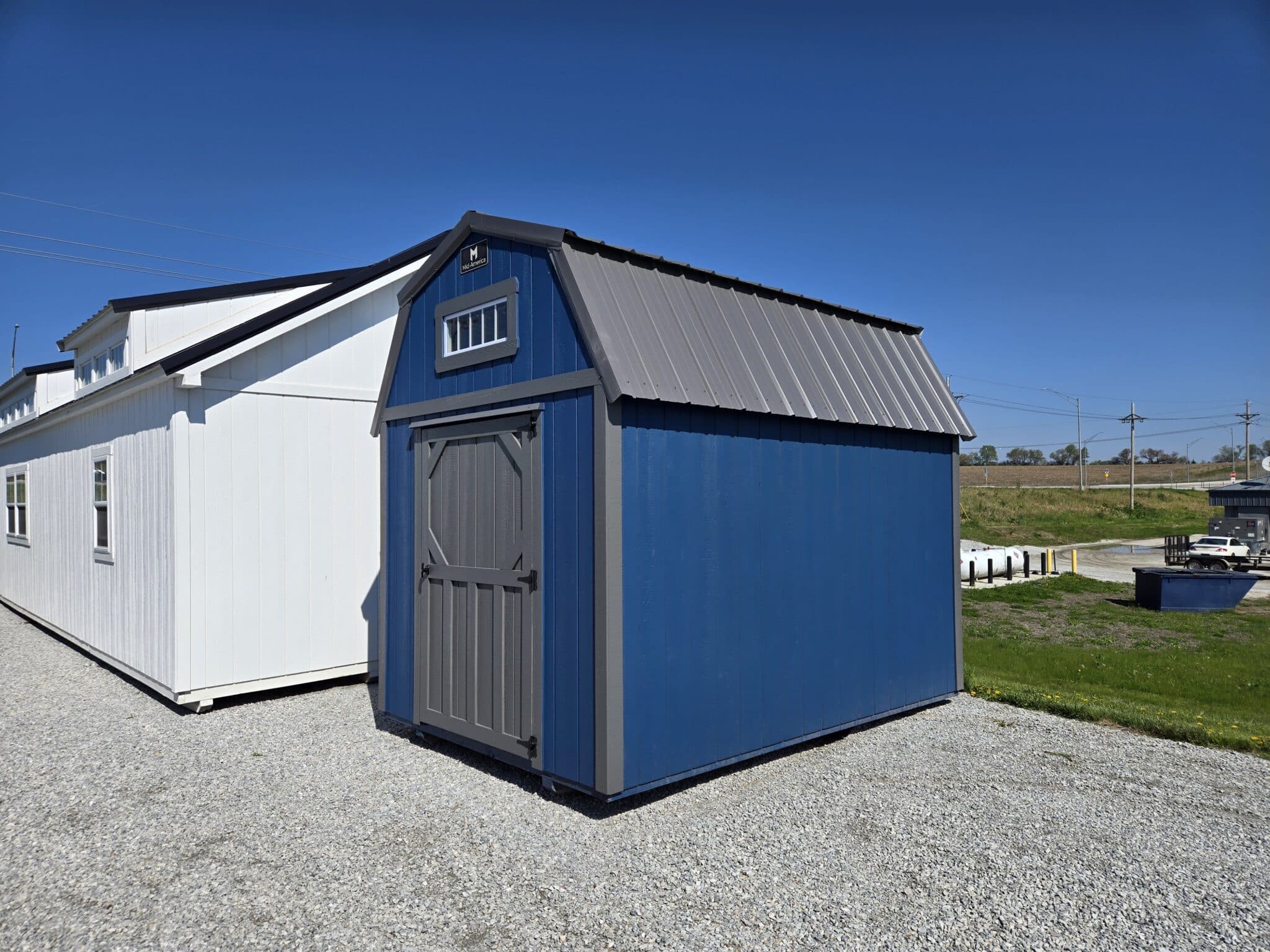 8x12 Lofted Barn 48" Door blue charcoal