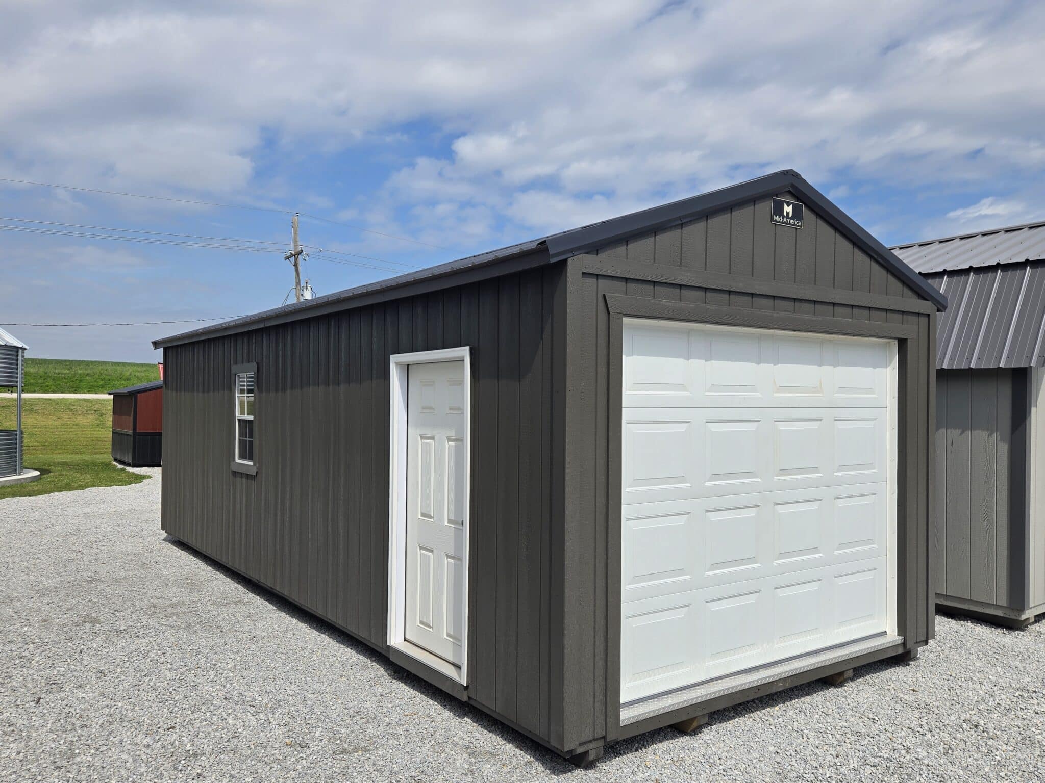 12x28 Portable Garage Burnished Slate Black