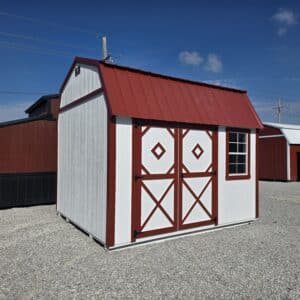 10x12 Lofted Garden Shed Red and white
