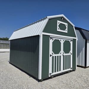 10x16 Lofted Barn Emerald Green and white