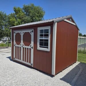 10x12 Garden Shed gray and rustic red
