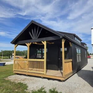 16x40 Black Swiss Cabin with Porch