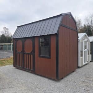 8x12 Lofted Garden Shed Rustic Red and Black