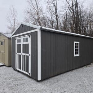 Used 12x24 Lofted Utility Shed Charcoal and White