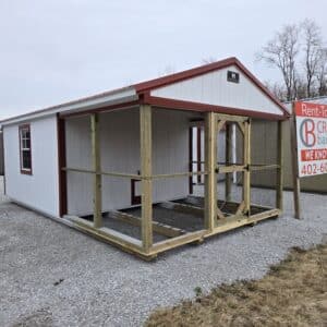 12x20 Chicken Coop red and white