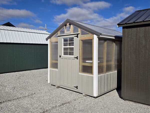 8x12 portable greenhouse gray and white