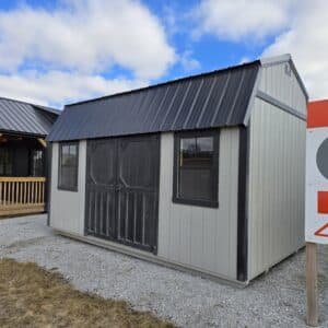 10x16 Lofted Garden Shed black and gray