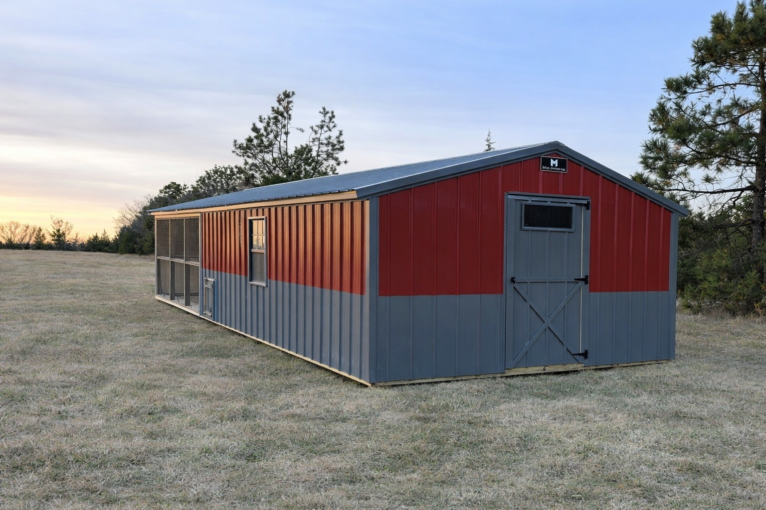 12x28 chicken coop red charcoal