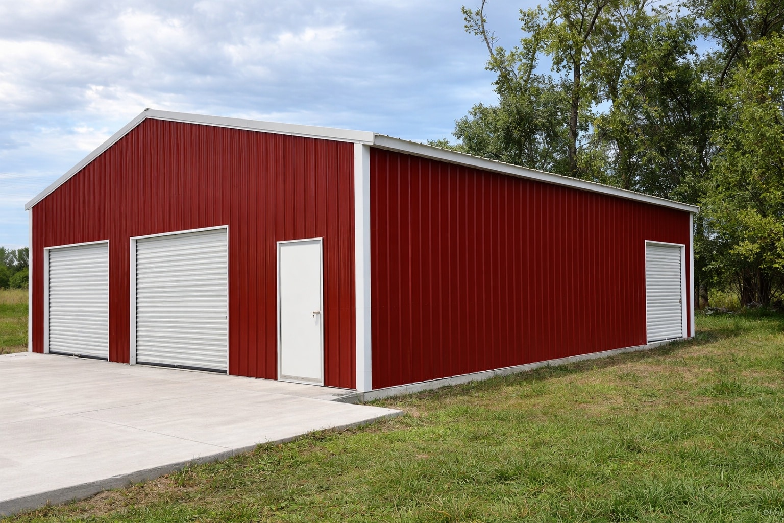 36x40x10 metal building nebraska red white