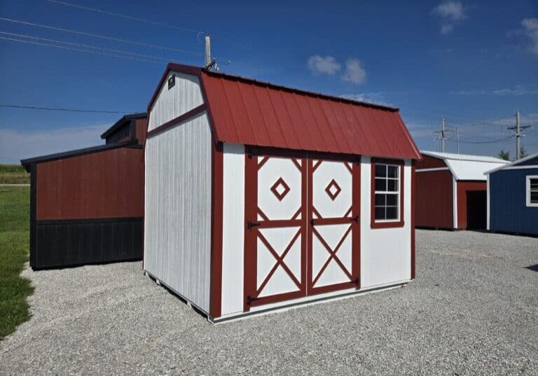 10x12 Lofted Garden Shed Red and white